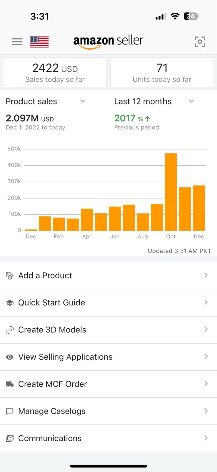 Amazon Seller App — $2.097M +2017%